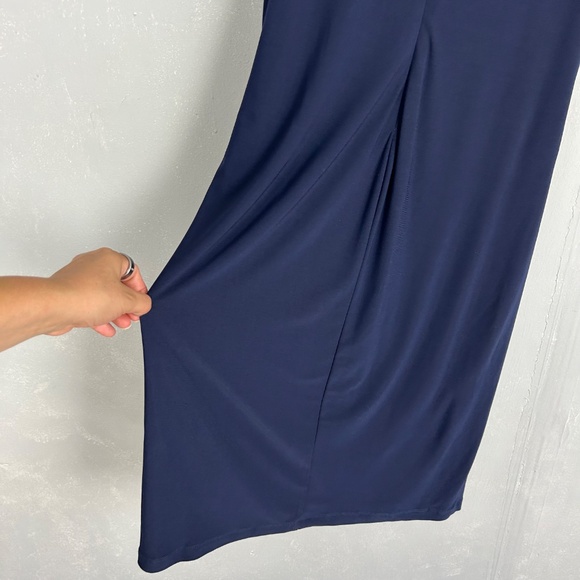 Ralph Lauren size 12 sheath ruched dress navy sequin keyhole stretch knee length - Picture 8 of 11